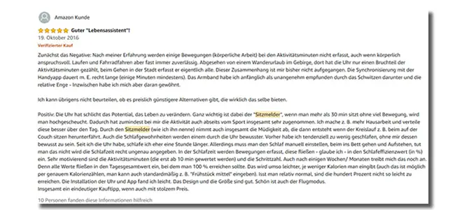 Amazon Erfahrung Health Watch Sitzmelder